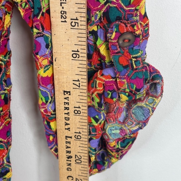 John Mark Top 1X Multicolor Embroidered Button Up Tunic Blouse Artsy Art To Wear - Picture 10 of 11